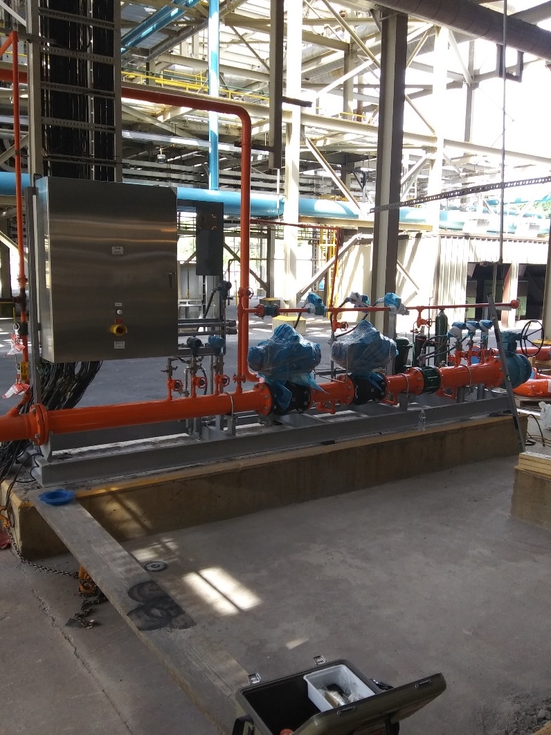 Electricians installing electrical wiring during a plant project